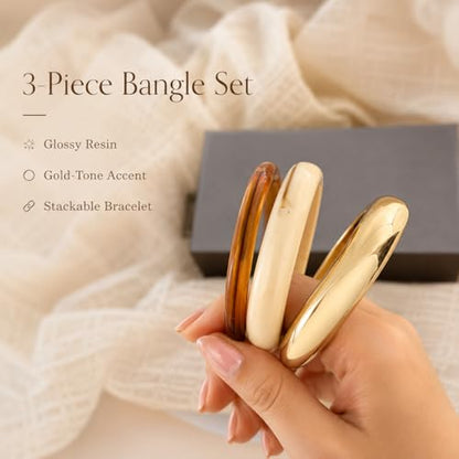 Chunky Gold Bangle Bracelets for Women, 14k Gold Plated Dainty Cuff Stackable Bangles Set, Trendy Bracelet Stack Fashion Jewelry Gifts - color: 09-GOLD