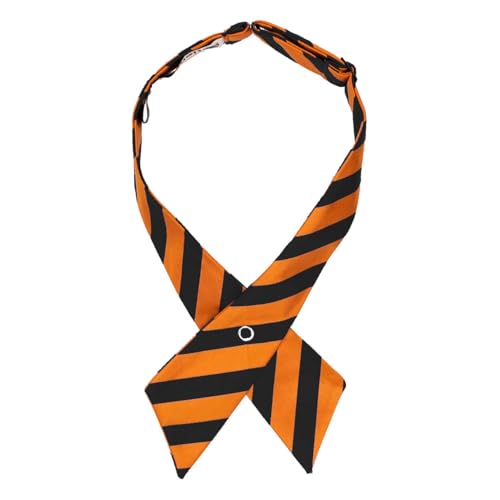 tiemart Crossover Tie - color: Orange and Black Striped