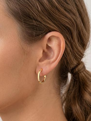 925 Sterling Silver Huggie Hoop Earrings, Small Silver Hoop Earrings for Women Hypoallergenic Huggie Lightweight Small Hoops Earring Cartilage Sleeper Earrings 6/8/10/12/14/16/18/20mm - color: Gold, size: 18MM