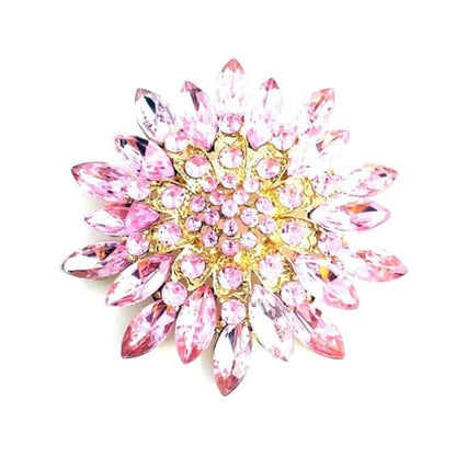 Rhinestone Flower Brooch Pin for Women Fashion Sparkling Crystal Sunflower Floral Brooch Floral Lapel Pins Fashion Wedding Jewelry Gifts - color: Pink
