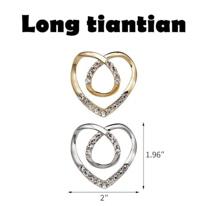 Long tiantian 6PCS Scarf Ring Clip Scarf Rings for Women Button Covers for Women Blouses Shirt Tightener Clip Cinch Pin Clothes Jewelry - color: 2pcs Heart