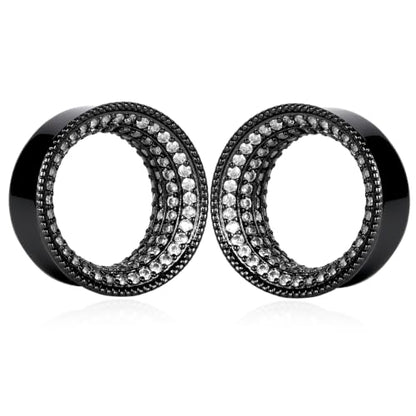 Vankula 2 Pcs Ear Gauges 0g(8mm)-5/8"(16mm) High Polish Single Flare Ear Tunnels 5A Cubic Zirconia Hypoallergenic Plugs for Stretched Ears Tapered Wedding Gift Body Jewelry - color: Black, size: 14mm(9/16")
