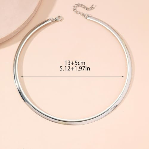 Collar Necklace for Woman Trendy Silver Choker Necklaces for Woman Statement Open Round Collar Choker Necklace - style: Style 6