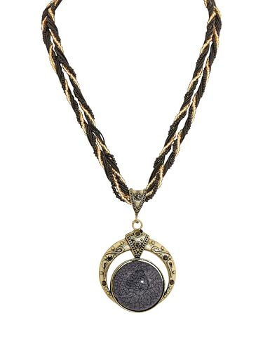 MINACHI Multilayer Beads Chain Necklace, Turquoise-Toned Stone Pendant, Vintage Hippie Retro Bohemia Style, Fashion Jewelry for Women - style: Necklace NEC.002