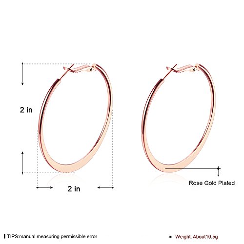 Gold Hoop Earrings,18K Gold Plated Rounded Hoops Earrings for Women - color: Rose-Flattened-2"