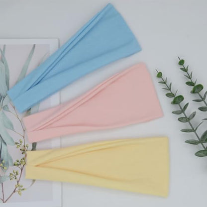 YONUF Fashion Headbands For Women Wide Headband Yoga Workout Head Bands Hair Accessories Band 6 Pack - color: Solid2