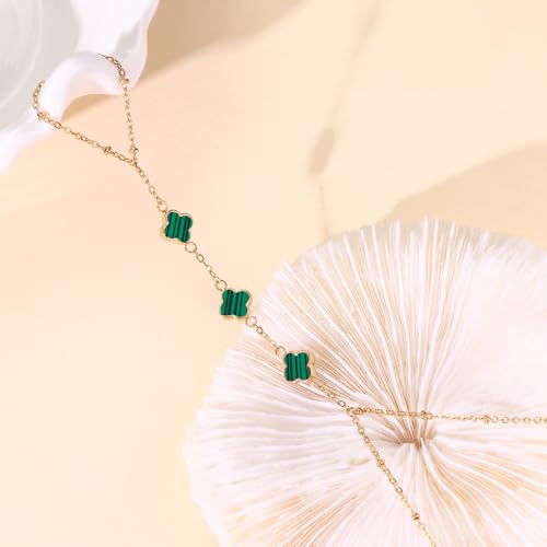 Hand Chain Bracelets for Women 14K Gold Plated Dainty Link Bracelet Bracelets Trendy Ring Bracelet Birthday Jewelry Gifts for Women - style: Green Clover
