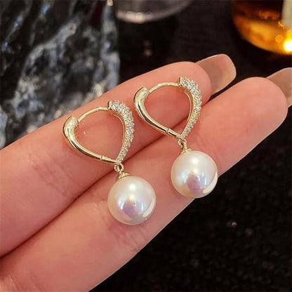 Fashion Fresh Drop Earrings with Imitation Pearl Female Stylish Jewelry - color: Gold Color