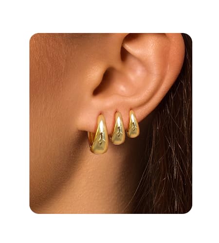 Surgical Steel Small Gold Huggie Hoop Earrings for Women Hypoallergenic - color: 14K Gold Plated