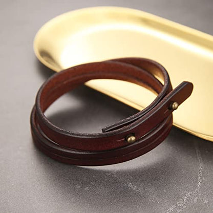 HZMAN Men's & Women's PU Leather Wrap Bracelet - Handmade Steampunk Style Wristband (8.0 Inch) - color: Brown