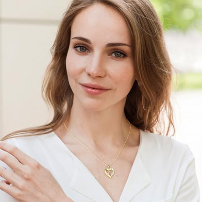 Turandoss Heart Initial Necklaces for Women - Dainty 14K Gold Plated CZ Heart Pendant Necklace with Tiny Letter A-Z, Non Tarnish Waterproof Trendy Jewelry Gifts for Mom Wife Girlfriend - color: Gold, style: M