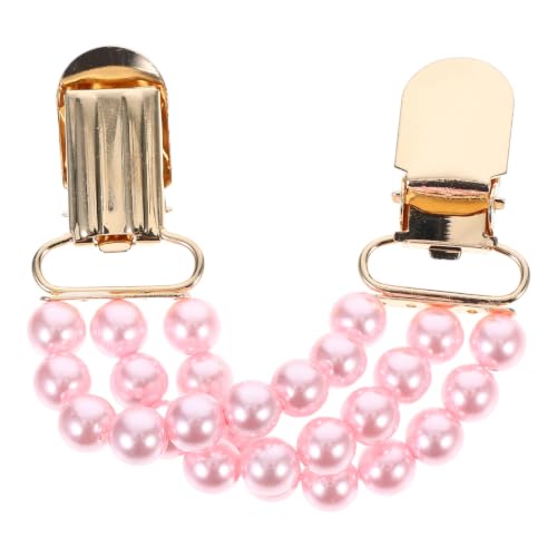 SOLUSTRE Elegant Metal Sweater Clips for Women with Faux Pearl Design, Pink Vintage Shawl Pins to Hold Sweaters and Dresses Together, for Evening Events and Daily Wear