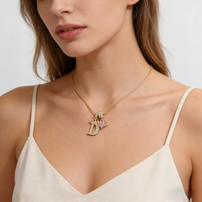 18K Gold & Silver Plated Initial Necklaces for Women - color: D-Gold