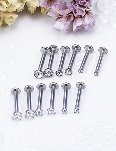 14G Lip Rings Stainless Steel Tragus Helix Conch Piercing Jewelry Snake Bite Piercing Monroe Lip Rings Labret Medusa Cartilage Lobe Earrings Piercing Jewelry Cubic Zirconia 2MM 3MM 4MM - color: 10MM-Silver,2mm/3mm/4mm
