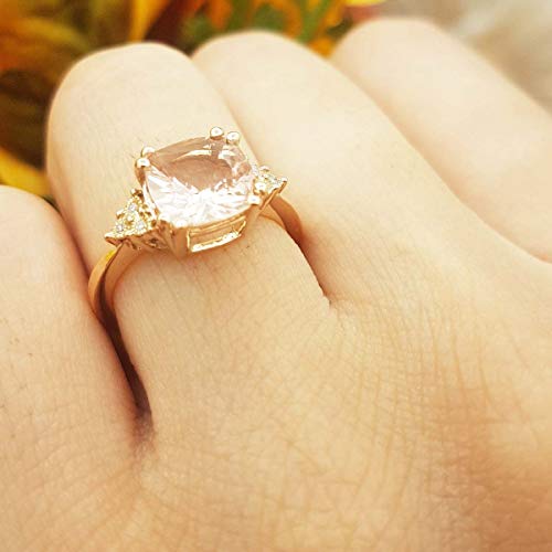 Dazzlingrock Cushion Gemstone Ladies Bridal Engagement Ring | Round White Diamond | 8 MM | 10K Rose Real Solid Gold