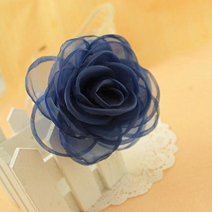 Rose Flower Hair Clips, Brooches, and Pins with Blue Accent | Versatile Floral Accessories for Women - color: Blue