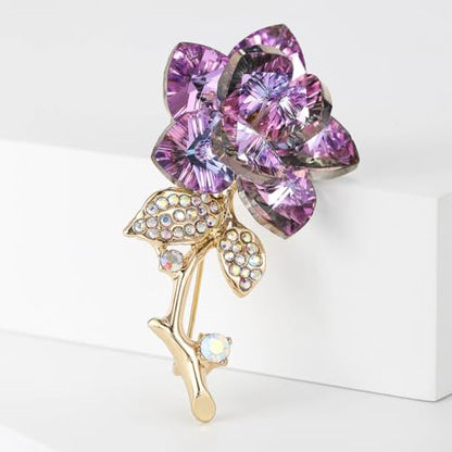 Flower Brooch for Women Rhinestone Pearl Zirconia Flower Lapel Pin Birthday Holiday Gift for Mother Wife Girlfriend - color: 13 Crystal Flower