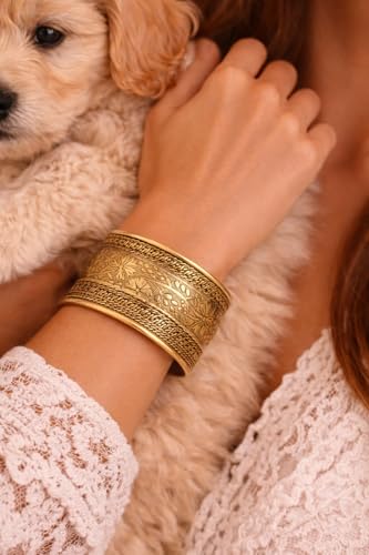 Touchstone Indian Bollywood Desire Brass Base Exotic Workmanship Free Size Cuff Bracelet in Antique Gold Or White Or Copper Tone for Women. - style: 1 D059 Antique Gold 4