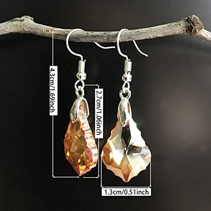 Unique Sparkly Multi-color Crystal Teardrop Dangle Drop Earrings Rainbow Crystal Geometry Earrings for Women Statement Chic Charm Jewelry Gifts - color: Yellow