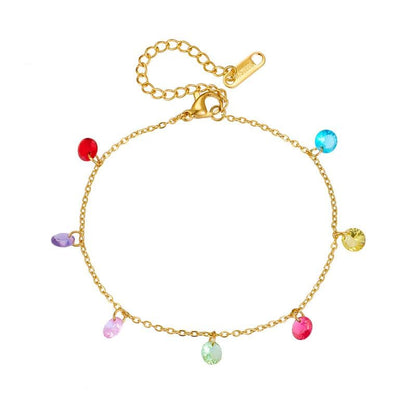 Ankle Bracelet for Women Stainless Steel Chain Beach Anklet Bracelet Adjustable Jewelry - style: B1-stone-G
