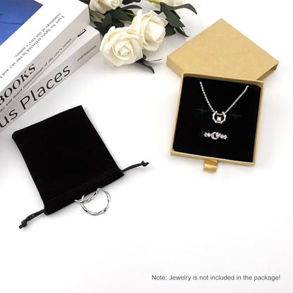 Small Jewelry Gift Box and Velvet Bag, Necklace Bracelet Earring Cardboard Organizer Square Jewellery Gift Box Pendent Storage Case for Birthday Xmas Christmas Wrapping (Light Brown) - color: Light Brown