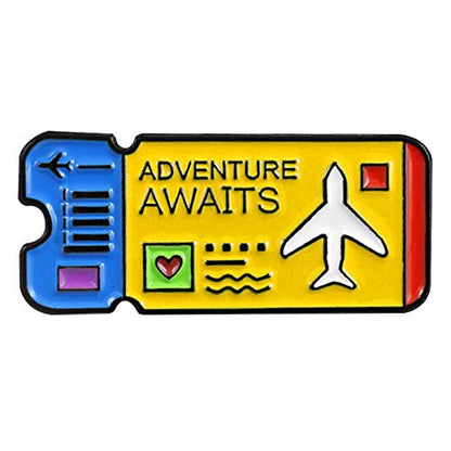 Premium Handmade Enamel Lapel Pin Brooch Badge - color: Adventure Awaits Yellow, size: 1 Pin