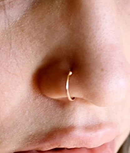 18g 20g 22g Nose Rings Hoops Silver Gold Hoop Nose Ring Surgical Steel Hypoallergenic Cartilage Hoop Earring Thin Helix Earring Hoops Tiny Small Lip Rings Piercing Jewelry 6mm 8mm 10mm - color: Gold 22g 8mm