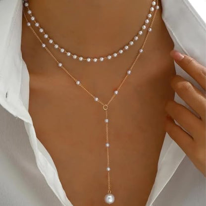 NEWITIN 69 Pieces Gold Jewelry Set for Women Fashion Costume Jewelry Gold Plated Necklace Bracelet Earrings Set for Women - color: Pearl Jewelry Set