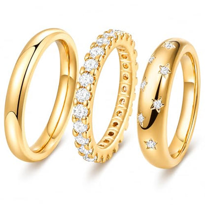KSF 2Pcs / 3Pcs / 4Pcs Stackable Rings for Women, Gold and Silver Plated Stack Ring Set for Everyday Wear, Gift for Her - color: Style3