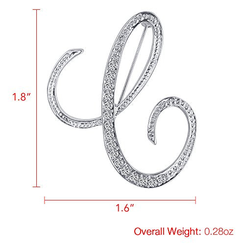 A-Z 26 Letters Pins Brooches Silver Plated Metal Broaches Pins-Clear Crystal Initial Breastpin - color: 1pcs-C
