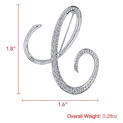 A-Z 26 Letters Pins Brooches Silver Plated Metal Broaches Pins-Clear Crystal Initial Breastpin - color: 1pcs-C