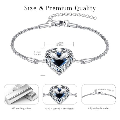 Animal Bracelet for Women 925 Sterling Silver Celtic Dragon/Horse/Wolf Bracelet Adjustable Bracelet Cute Animal Jewelry Gift for Women - style: 02-Celtic Wolf Bracelet