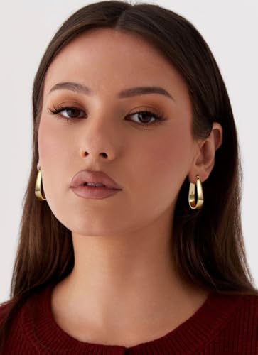 Sterling Silver Hoop Earrings for Women Large Oval Hoop Earrings Lightweight Big Gold Hoops Earrings Hypoallergenic 14K Gold Plated Hoops Earrings Non Tarnish Jewelry Gifts 20/30/40mm - color: Gold-20*30mm