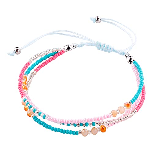 SUMMER LOVE Boho Bohemian Beaded Anklet Bracelets for Women Unique Colorful Pretty Beach Anklet,Handmade