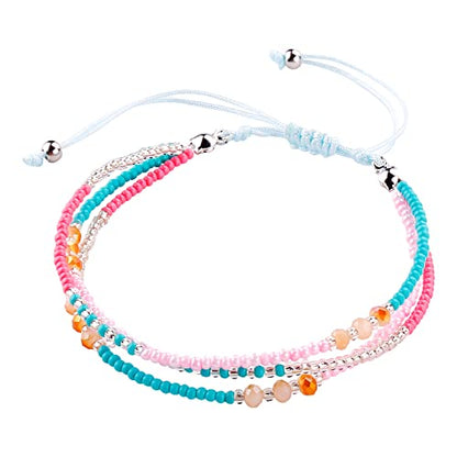 SUMMER LOVE Boho Bohemian Beaded Anklet Bracelets for Women Unique Colorful Pretty Beach Anklet,Handmade