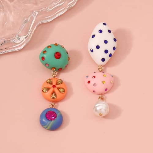 Candy Color Asymmetrical Acrylic Dangle Earrings Fun Statement Trendy Aesthetic Lightweight Jewelry for Women