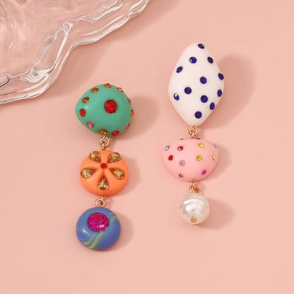 Candy Color Asymmetrical Acrylic Dangle Earrings Fun Statement Trendy Aesthetic Lightweight Jewelry for Women