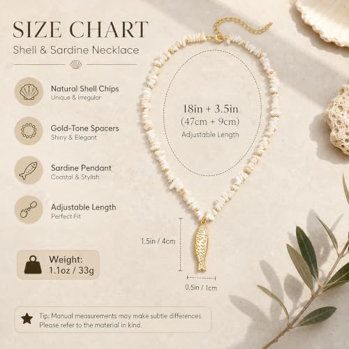 YUJIE Dainty Fish Pendant Necklace for Women 14k Gold Plated Ocean Fish Charm Necklace Summer - color: seashell beaded fish