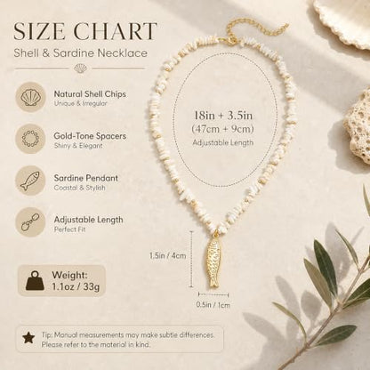 YUJIE Dainty Fish Pendant Necklace for Women 14k Gold Plated Ocean Fish Charm Necklace Summer - color: seashell beaded fish