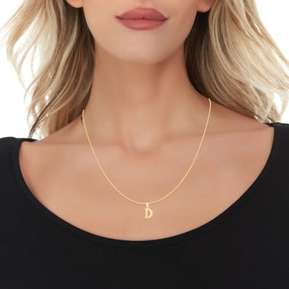Floreo 10k Yellow Gold 0.45" Personalized Lighting Alphabet Letter A - Z Initial Charm Pendant with optional Extendable Chain Necklace - size: Pendant Only, style: - D -