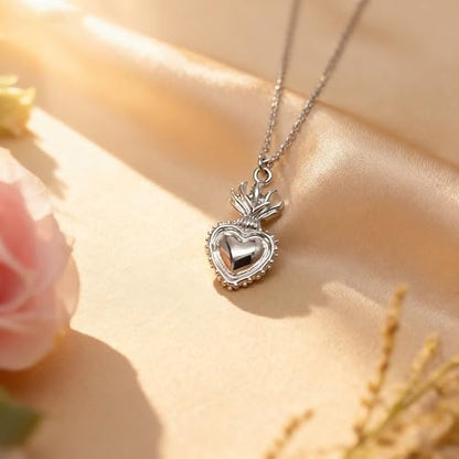 Baydurcan Dainty Silver Necklace for Women Ankh Horse Celtic Necklace Gifts | Dainty charm gifts for friends sister mother, birthday, christmas, graduation gifts. Ready to give with card & envelope. - style: Sacred Heart