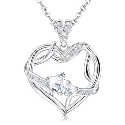 Sterling Silver Pendant Necklace Charms Hypoallergenic Fashion Jewelry Dainty Valentines Day Birthday Gift for Women - style: CZ Love Heart