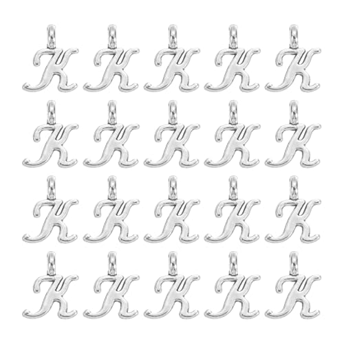 uxcell A-Z Alphabet Charm, Metal Alphabet Letter Charm Initial Charm Pendant Bead for Necklaces Bracelets Jewelry Making Craft - color: Silver K