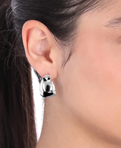 Anne Klein Women's Hoop Earrings, Layered Statement Fashion Jewelry for Everyday and Evening Wear - color: Silver Tapered