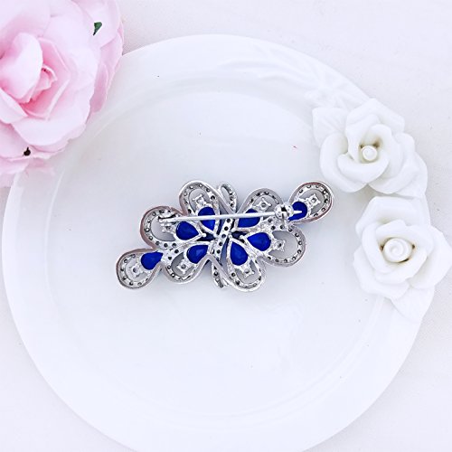 YOQUCOL Cubic Zirconia Crystal Rhinestone Wedding Brooch Pin for Women Brides Jewelry - color: A-Blue