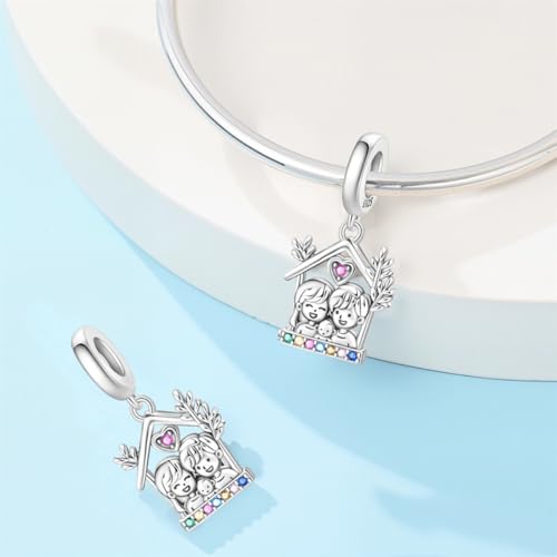 925 Sterling Silver Charms for Bracelets Necklaces Dangle Pendant With 5A Cubic Zirconias Bead Charm for Women DIY Jewelry - style: Couple's Pendant
