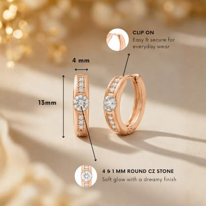 Gempires Huggie Hoop Earrings for Women | Cubic Zirconia Fashion Earrings Collection | Gold, Silver & Rose Gold Tone Styles | Lightweight Everyday Jewelry - color: Stone Center Hoop