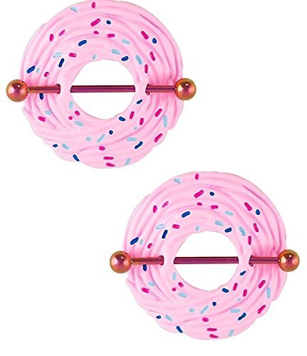 Nipple Shield Rings Barbell Barbells Sold as a Pair 14 Gauge Cupcake and Sprinkles