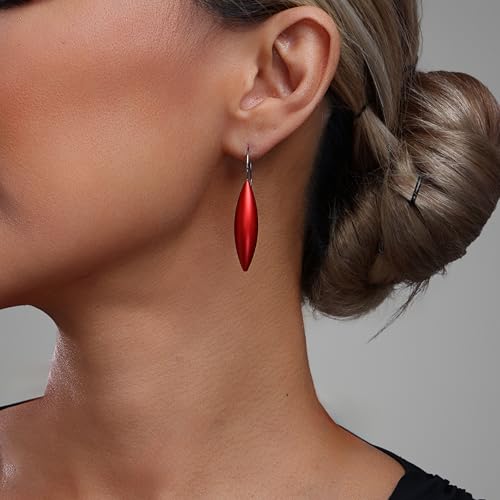 Oval Drop Earrings for Women, Long Thread Dangle Earrings, Colorful lightweight aluminum alloy, Suitable for Jewelry Gifts and Valentine's Day - color: Red