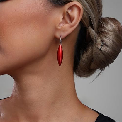 Oval Drop Earrings for Women, Long Thread Dangle Earrings, Colorful lightweight aluminum alloy, Suitable for Jewelry Gifts and Valentine's Day - color: Red